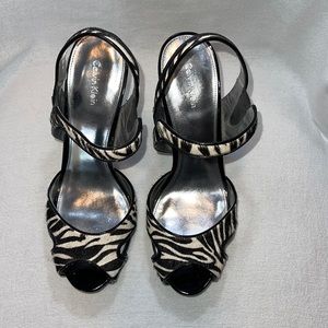 Calvin Klein Zebra Print Calf Hair Heels ( Gently Worn) Size 9
